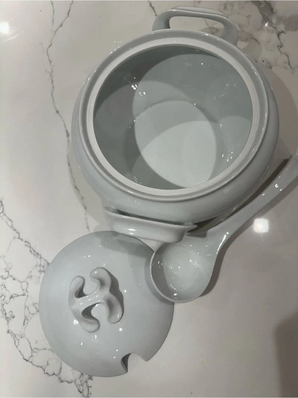 Crate&Barrel White Ceramic Soup Tureen with Ladle